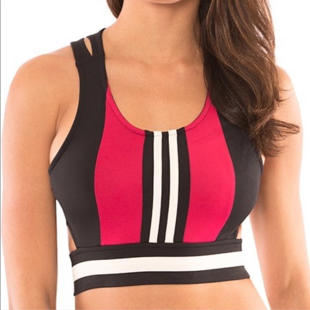 Yogatech Jazzy Sangria and Black Roxy Color Block Sports Bra Size XL